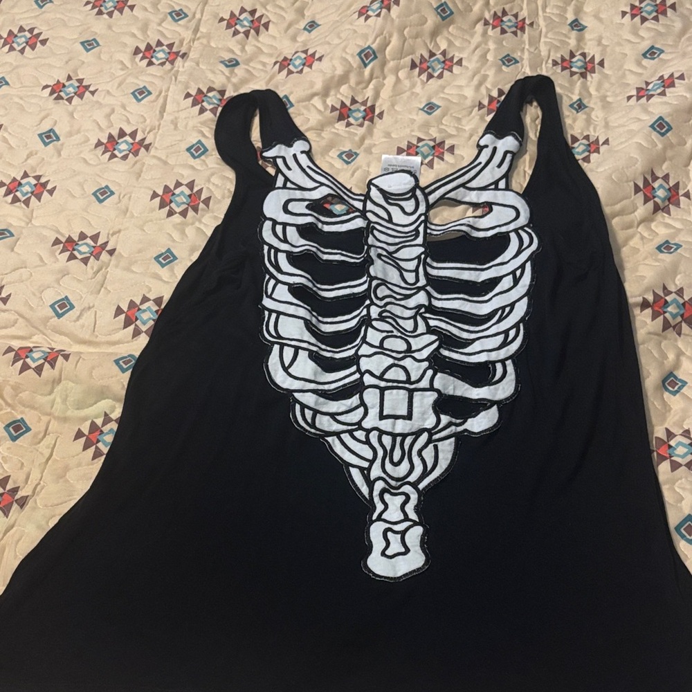 Spirit Black and White Skeleton Tank Top
